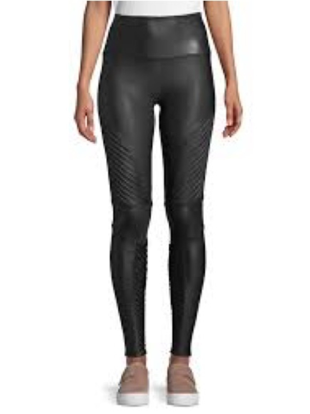 SPANX Black High-Waist Moto-Style Leggings